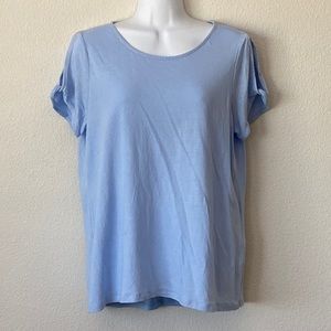 J Jill Love Linen Twist Sleeve Top Sz M
